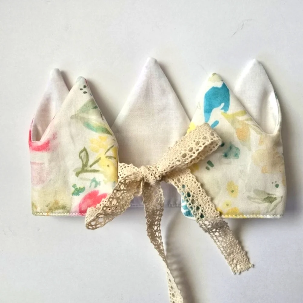 NEW Handmade Cotton Floral Print Fabric Baby Girl Birthday Crown